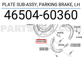 Toyota 4650460360 PLATE SUB-ASSY, PARKING BRAKE, LH