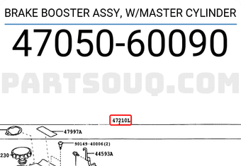 Toyota 4705060090 BRAKE BOOSTER ASSY, W/MASTER CYLINDER