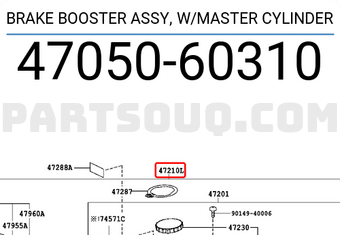 Toyota 4705060310 BRAKE BOOSTER ASSY, W/MASTER CYLINDER
