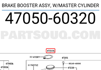 Toyota 4705060320 BRAKE BOOSTER ASSY, W/MASTER CYLINDER