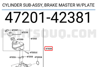 Toyota 4720142381 CYLINDER SUB-ASSY, BRAKE MASTER W/PLATE