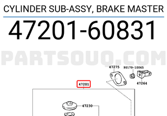 Toyota 4720160831 CYLINDER SUB-ASSY, BRAKE MASTER
