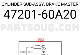 Toyota 4720160A20 CYLINDER SUB-ASSY, BRAKE MASTER