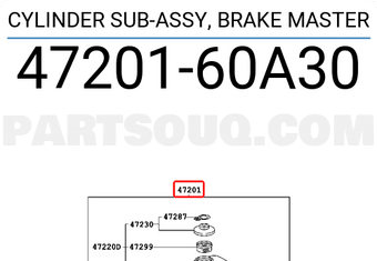 Toyota 4720160A30 CYLINDER SUB-ASSY, BRAKE MASTER