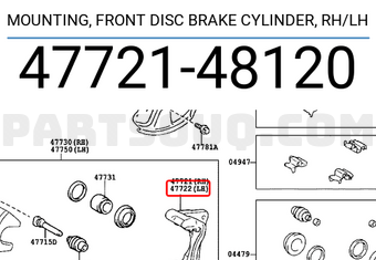 Toyota 4772148120 MOUNTING, FRONT DISC BRAKE CYLINDER, RH/LH