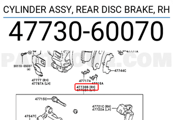 Toyota 4773060070 CYLINDER ASSY, REAR DISC BRAKE, RH