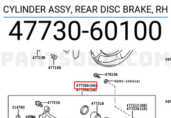 Toyota 4773060100 CYLINDER ASSY, REAR DISC BRAKE, RH