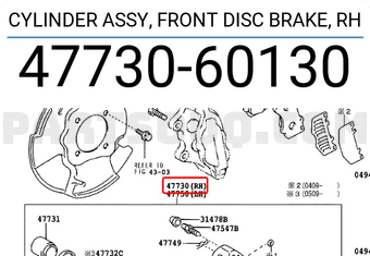Toyota 4773060130 CYLINDER ASSY, FRONT DISC BRAKE, RH