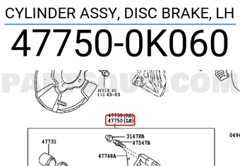 Toyota 477500K060 CYLINDER ASSY, DISC BRAKE, LH