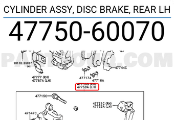 Toyota 4775060070 CYLINDER ASSY, DISC BRAKE, REAR LH