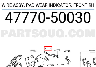 Toyota 4777050030 WIRE ASSY, PAD WEAR INDICATOR, FRONT RH