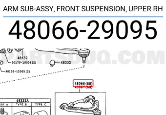 Toyota 4806629095 ARM SUB-ASSY, FRONT SUSPENSION, UPPER RH