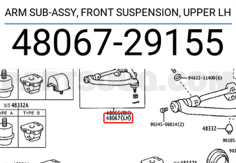 Toyota 4806729155 ARM SUB-ASSY, FRONT SUSPENSION, UPPER LH