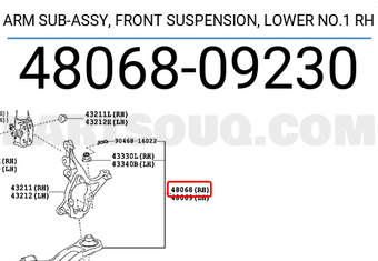 Toyota 4806809230 ARM SUB-ASSY, FRONT SUSPENSION, LOWER NO.1 RH