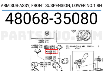 Toyota 4806835080 ARM SUB-ASSY, FRONT SUSPENSION, LOWER NO.1 RH