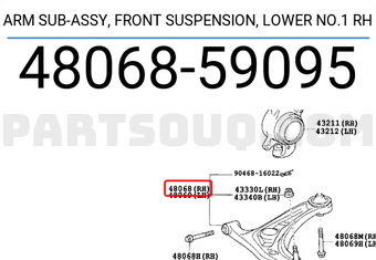 Toyota 4806859095 ARM SUB-ASSY, FRONT SUSPENSION, LOWER NO.1 RH