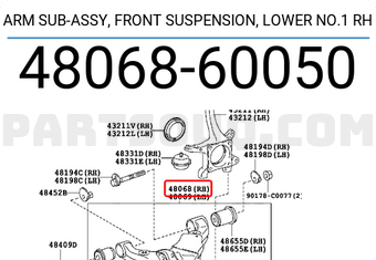 Toyota 4806860050 ARM SUB-ASSY, FRONT SUSPENSION, LOWER NO.1 RH