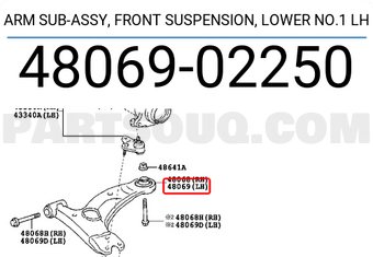 Toyota 4806902250 ARM SUB-ASSY, FRONT SUSPENSION, LOWER NO.1 LH