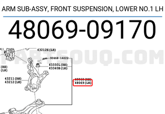 Toyota 4806909170 ARM SUB-ASSY, FRONT SUSPENSION, LOWER NO.1 LH