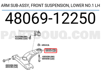 Toyota 4806912250 ARM SUB-ASSY, FRONT SUSPENSION, LOWER NO.1 LH