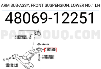 Toyota 4806912251 ARM SUB-ASSY, FRONT SUSPENSION, LOWER NO.1 LH