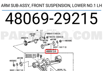 Toyota 4806929215 ARM SUB-ASSY, FRONT SUSPENSION, LOWER NO.1 LH