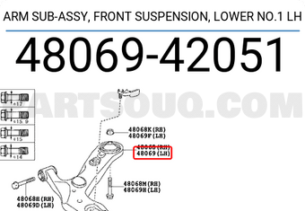 Toyota 4806942051 ARM SUB-ASSY, FRONT SUSPENSION, LOWER NO.1 LH