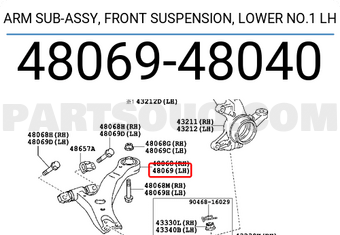 Toyota 4806948040 ARM SUB-ASSY, FRONT SUSPENSION, LOWER NO.1 LH