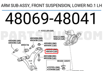 Toyota 4806948041 ARM SUB-ASSY, FRONT SUSPENSION, LOWER NO.1 LH