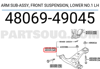 Toyota 4806949045 ARM SUB-ASSY, FRONT SUSPENSION, LOWER NO.1 LH