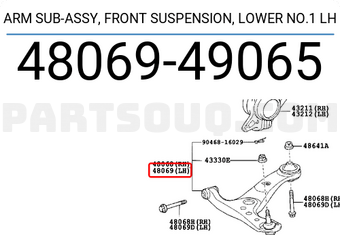 Toyota 4806949065 ARM SUB-ASSY, FRONT SUSPENSION, LOWER NO.1 LH