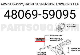 Toyota 4806959095 ARM SUB-ASSY, FRONT SUSPENSION, LOWER NO.1 LH