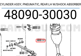 Toyota 4809030030 CYLINDER ASSY, PNEUMATIC, REAR LH W/SHOCK ABSORBER