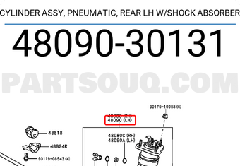 Toyota 4809030131 CYLINDER ASSY, PNEUMATIC, REAR LH W/SHOCK ABSORBER