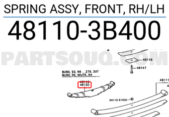 Toyota 481103B400 SPRING ASSY, FRONT, RH/LH