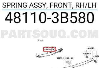 Toyota 481103B580 SPRING ASSY, FRONT, RH/LH