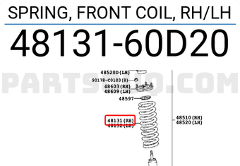 Toyota 4813160D20 SPRING, FRONT COIL, RH/LH