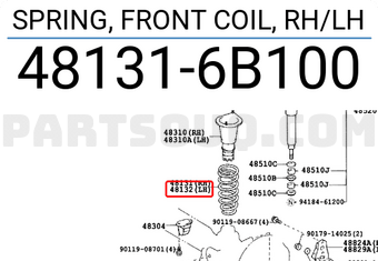 Toyota 481316B100 SPRING, FRONT COIL, RH/LH