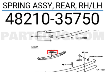 Toyota 4821035750 SPRING ASSY, REAR, RH/LH