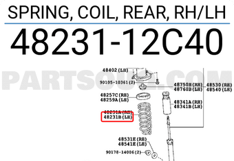 Toyota 4823112C40 SPRING, COIL, REAR, RH/LH