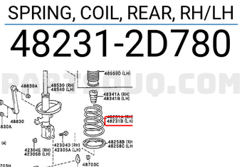 Toyota 482312D780 SPRING, COIL, REAR, RH/LH