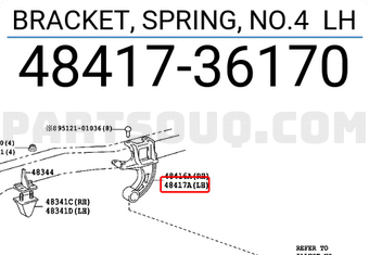 Toyota 4841736170 BRACKET, SPRING, NO.4 LH