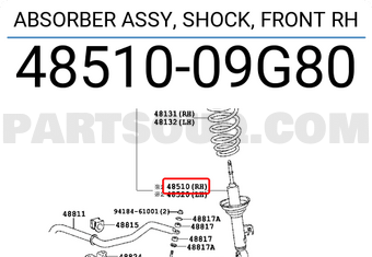 Toyota 4851009G80 ABSORBER ASSY, SHOCK, FRONT RH