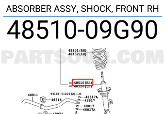 Toyota 4851009G90 ABSORBER ASSY, SHOCK, FRONT RH