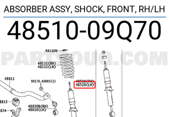 Toyota 4851009Q70 ABSORBER ASSY, SHOCK, FRONT, RH/LH