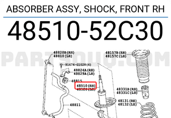 Toyota 4851052C30 ABSORBER ASSY, SHOCK, FRONT RH