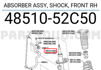 Toyota 4851052C50 ABSORBER ASSY, SHOCK, FRONT RH