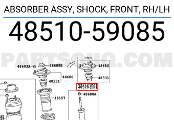 Toyota 4851059085 ABSORBER ASSY, SHOCK, FRONT, RH/LH