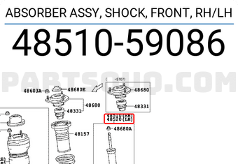 Toyota 4851059086 ABSORBER ASSY, SHOCK, FRONT, RH/LH