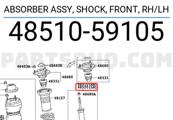 Toyota 4851059105 ABSORBER ASSY, SHOCK, FRONT, RH/LH